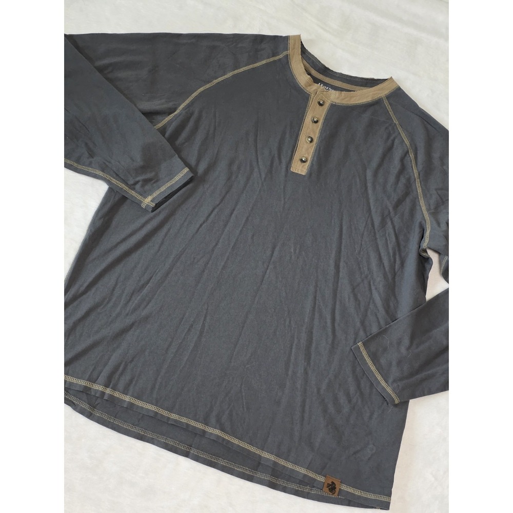 Legendary whitetails mens large recluse raglan henley long sleeve shirt gray
